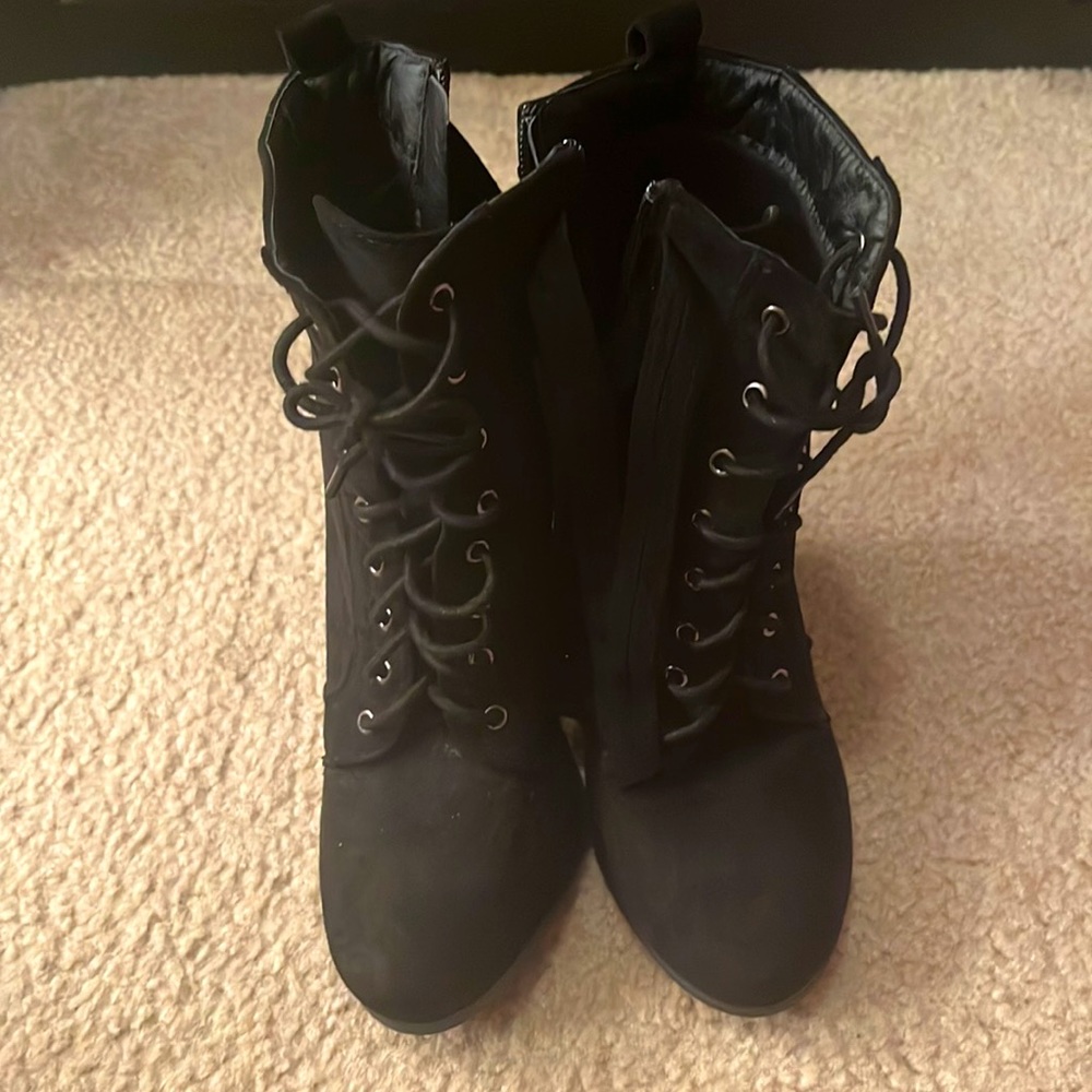 All black fall boots with heel